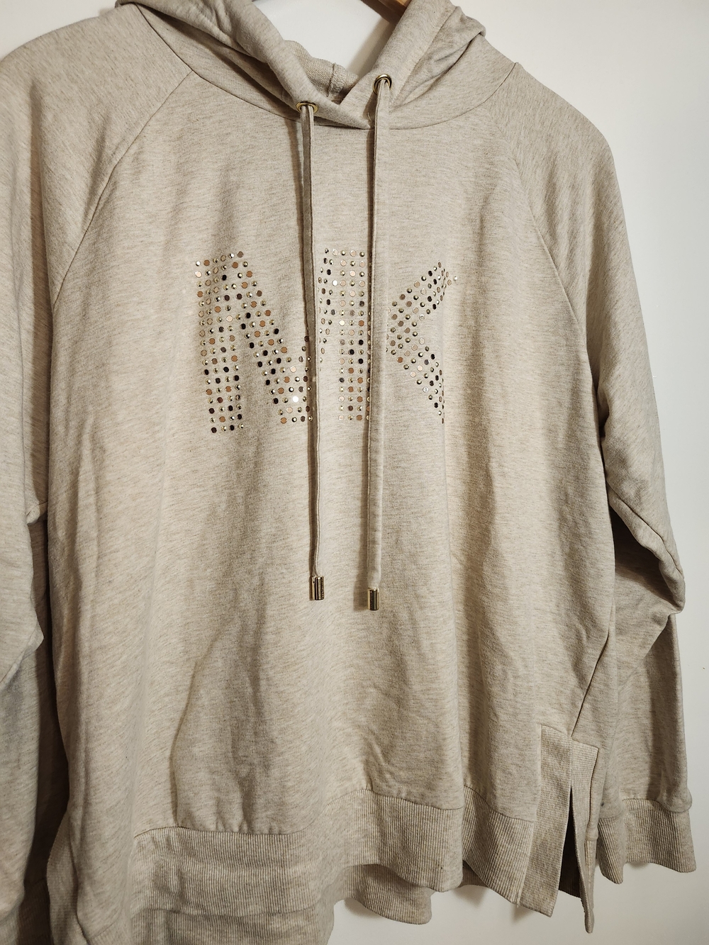Michael Kors - Pullover - Beige Studded Pullover Hoodie - Women's Size XL